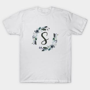 Floral Monogram S Dark Bohemian Flora T-Shirt